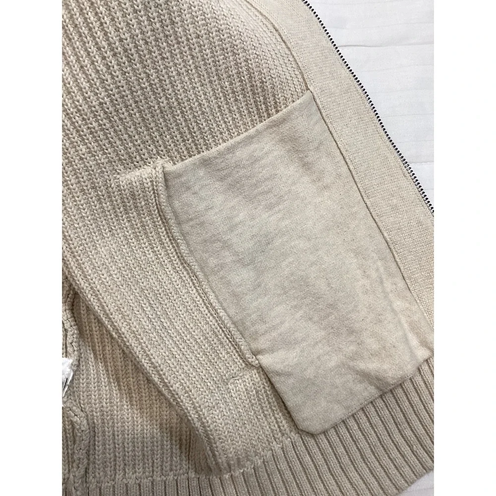 Banana Republic Mens XL Full‎ Zip Heavy Ribbed Cardigan Sweater Elbow Patches